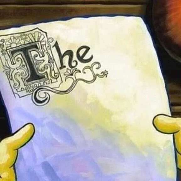 Spongebob holding up his essay